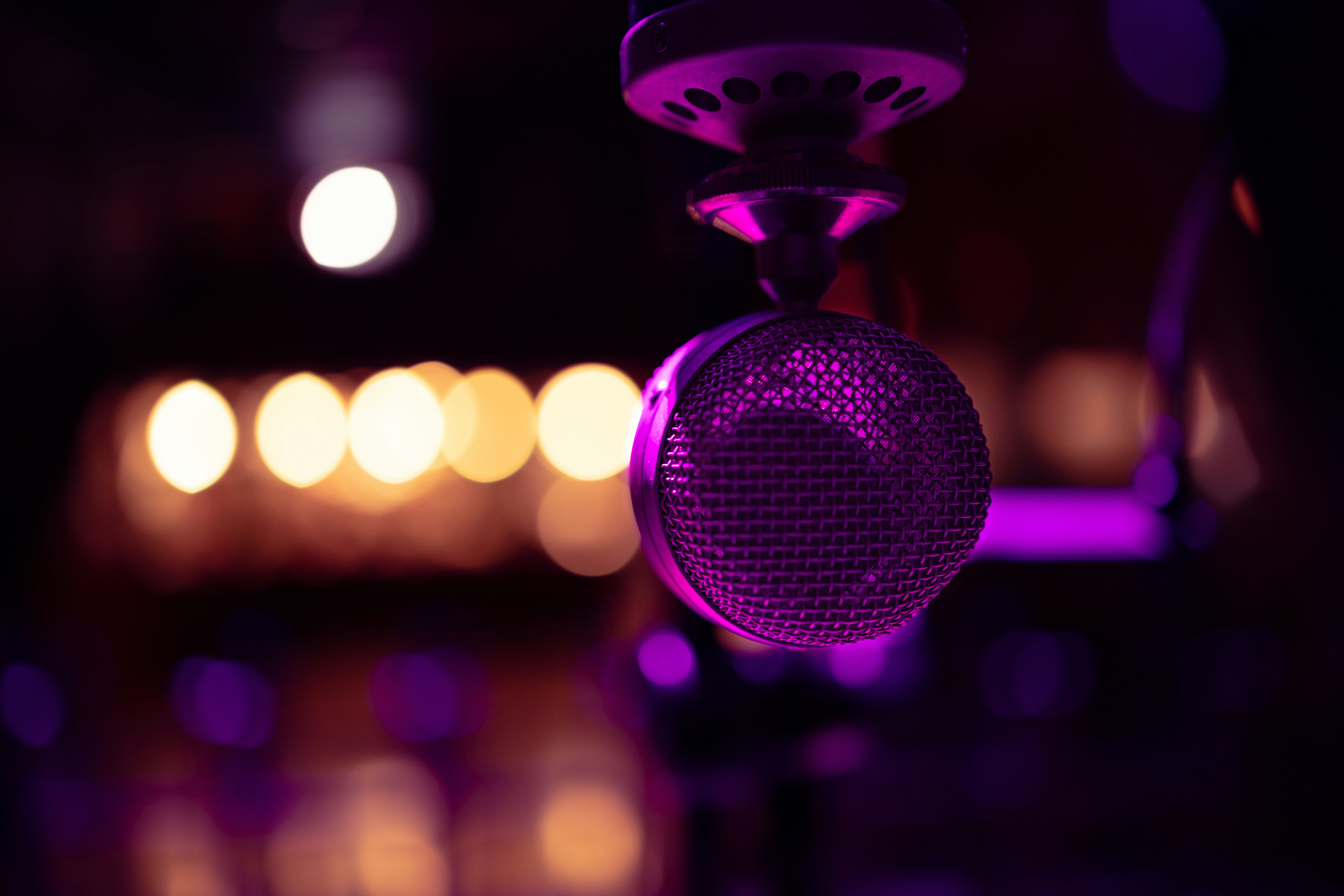 Studio microphone in atmospheric lighting